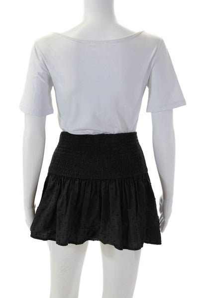 marysia Womens Peasant Mini Skirt Black Polka Dot Cotton Size XS