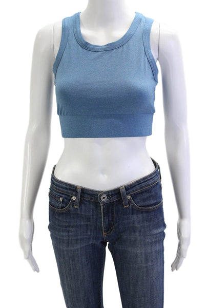 Year Of Ours Womens Scoop Neck Stretch Knit Sports Bra Blue Size Small