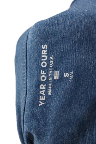 Year Of Ours Womens Scoop Neck Stretch Knit Sports Bra Blue Size Small