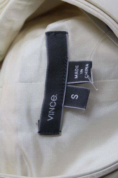 Vince Women Sleeveless High Neck Zip Linen Cotton Vest White Size S
