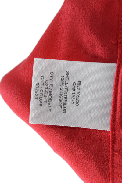Equipment Femme Womens Red Silk Collared Long Sleeve Button-Up Blouse Size XS