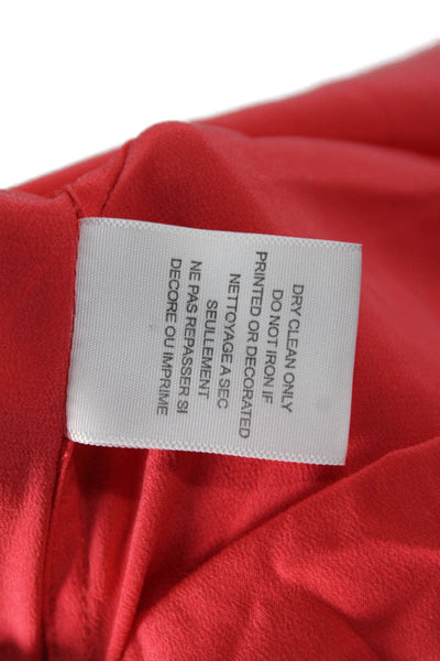 Equipment Femme Womens Red Silk Collared Long Sleeve Button-Up Blouse Size XS