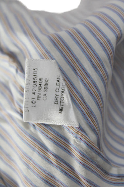 Theory Womens Striped Collared Button-Up Long Sleeve White Size S