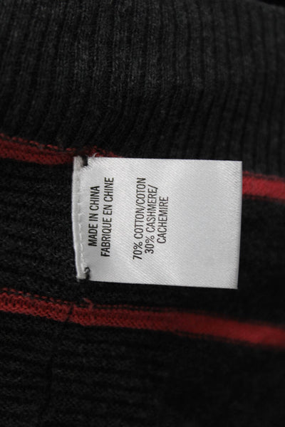 Theory Womens Dark Gray Striped V-Neck Button Cardigan Cotton Cashmere Size S