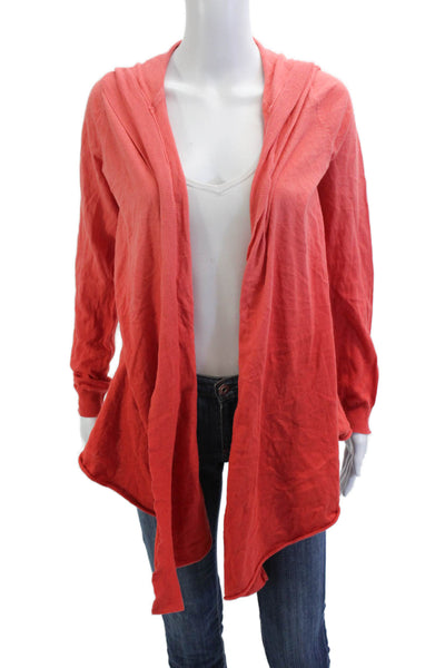 C&C California Womens Red Cotton Cardigan Hoodie Long Sleeve Solid Size S