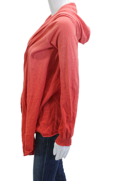 C&C California Womens Red Cotton Cardigan Hoodie Long Sleeve Solid Size S