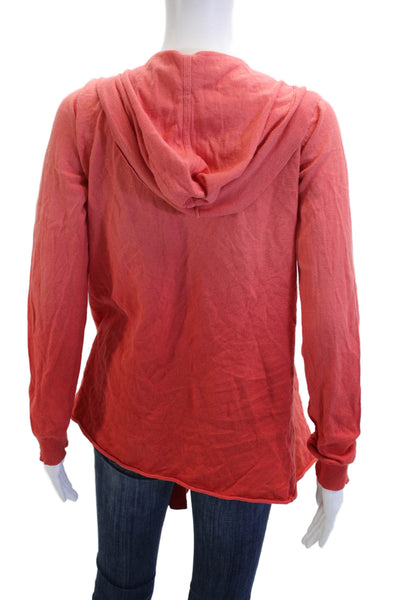 C&C California Womens Red Cotton Cardigan Hoodie Long Sleeve Solid Size S