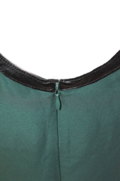 Parker Women Green Silk Feather Mini Tank Dress Round Neck Sleeveless Size XS