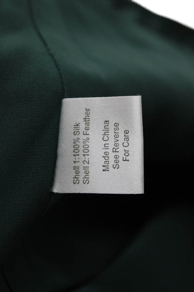 Parker Women Green Silk Feather Mini Tank Dress Round Neck Sleeveless Size XS