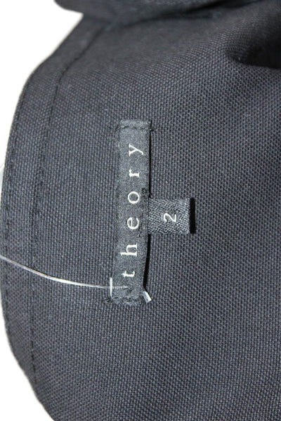 Theory Womens Overall Dress Black Square Neck Sleeveless Button Cotton Size 2