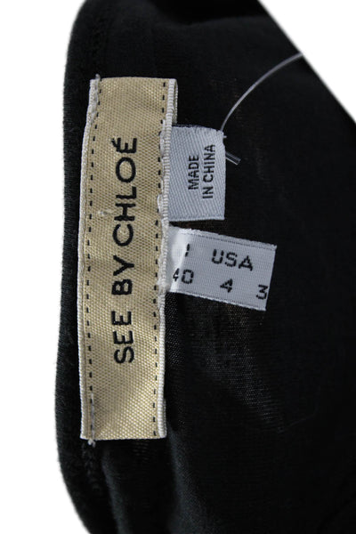 See by Chloe Women T-Shirt Dress Black 3/4 Sleeve Cotton Modal Size 4