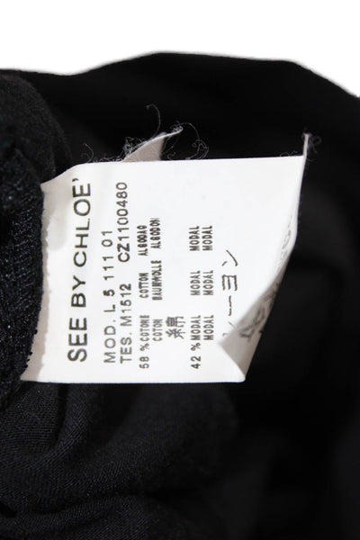See by Chloe Women T-Shirt Dress Black 3/4 Sleeve Cotton Modal Size 4