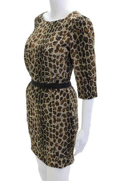 Camilla And Marc Women Sheath Mini Dress Beige Animal Print Silk Size 2