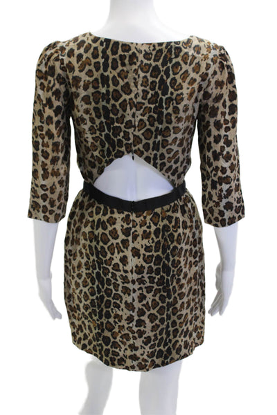 Camilla And Marc Women Sheath Mini Dress Beige Animal Print Silk Size 2