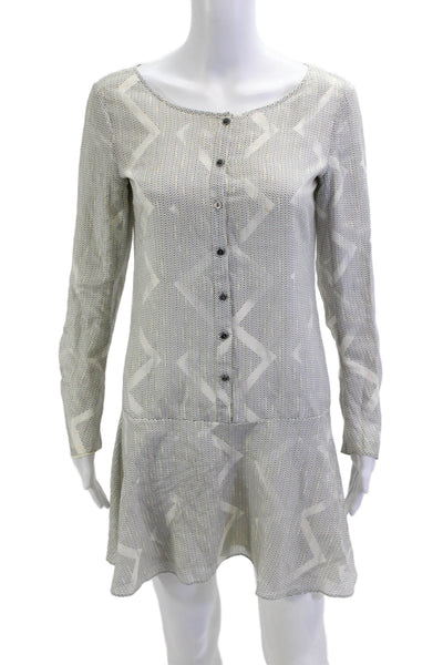 Theyskens Theory Women Shirt Dress Gray Long Sleeve Geometric Size S
