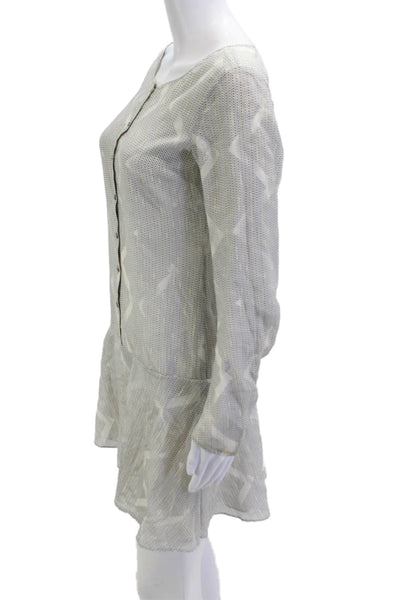 Theyskens Theory Women Shirt Dress Gray Long Sleeve Geometric Size S