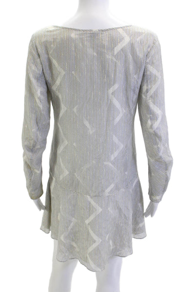 Theyskens Theory Women Shirt Dress Gray Long Sleeve Geometric Size S
