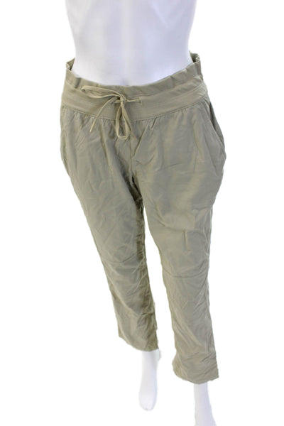 The North Face Women Cropped Jogger Pants Beige Drawstring Nylon Size S