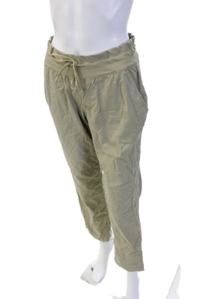 The North Face Women Cropped Jogger Pants Beige Drawstring Nylon Size S