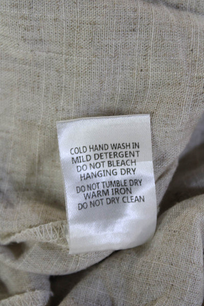 Olivaceous Unisex Beach Shorts Beige Button Viscose Linen Size M
