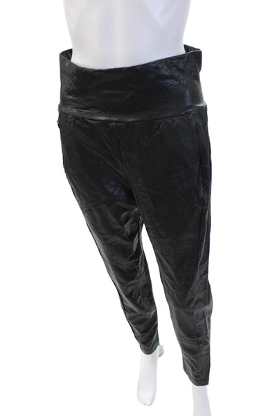 Commando Womens Jogger Pants Black Zip Biker Rayon Blend Size M