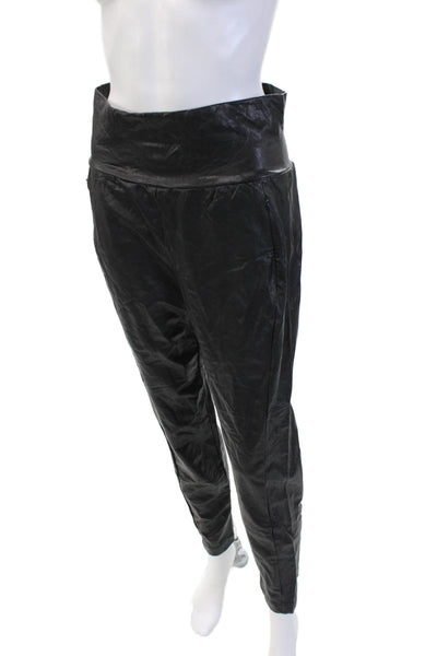 Commando Womens Jogger Pants Black Zip Biker Rayon Blend Size M