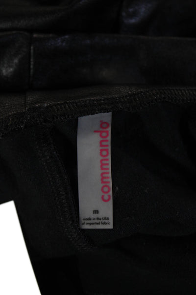 Commando Womens Jogger Pants Black Zip Biker Rayon Blend Size M