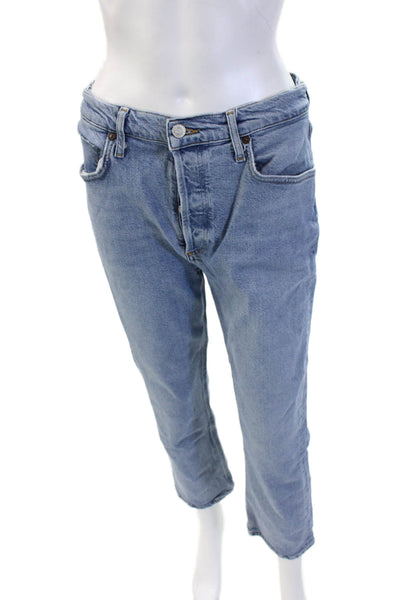 Agolde Unisex Cropped Straight Jeans Light Blue High Rise Size 29