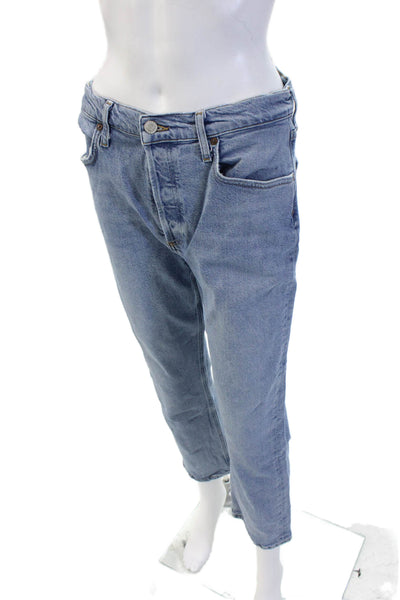 Agolde Unisex Cropped Straight Jeans Light Blue High Rise Size 29
