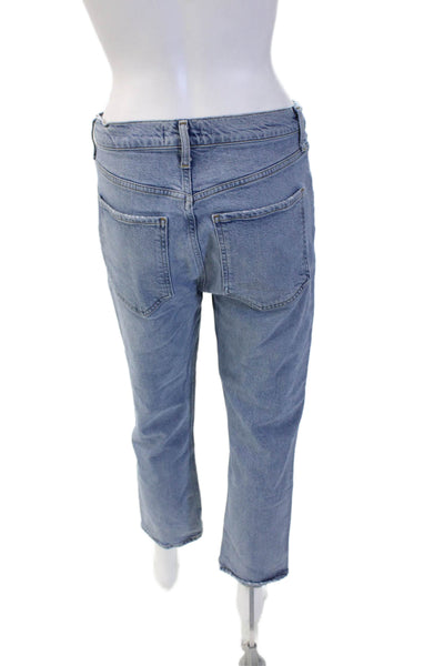 Agolde Unisex Cropped Straight Jeans Light Blue High Rise Size 29