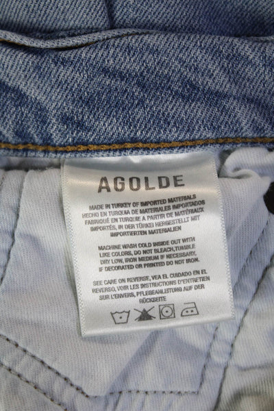 Agolde Unisex Cropped Straight Jeans Light Blue High Rise Size 29