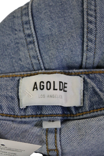 Agolde Unisex Cropped Straight Jeans Light Blue High Rise Size 29