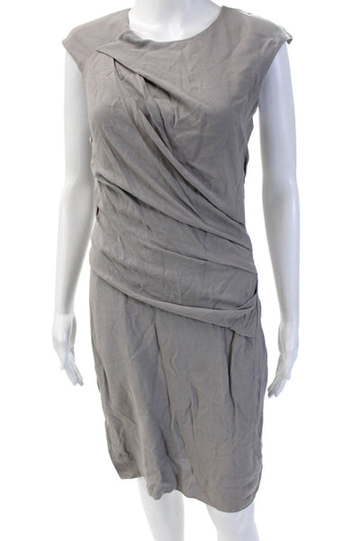 Helmut Womens Sheath Midi Dress Gray Silk Blend Designer Size 6