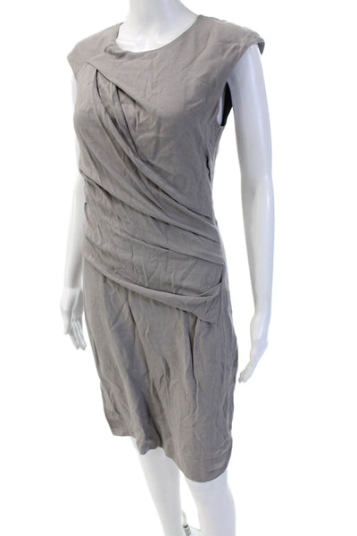 Helmut Womens Sheath Midi Dress Gray Silk Blend Designer Size 6