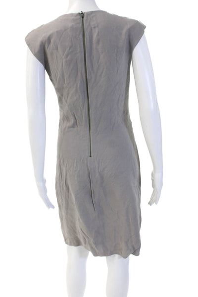 Helmut Womens Sheath Midi Dress Gray Silk Blend Designer Size 6