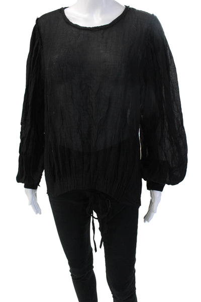 Ann Demeulemeester Women Black Cotton Cashmere Blouse Long Sleeve Size 40