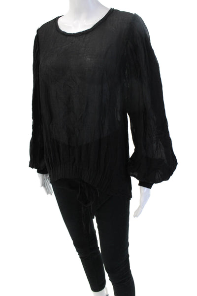 Ann Demeulemeester Women Black Cotton Cashmere Blouse Long Sleeve Size 40
