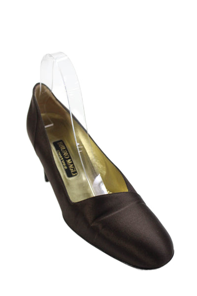 Bruno Magli Womens Round Toe Slip On Block Heel Pumps Brown Size 8