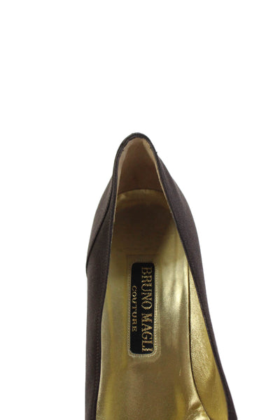 Bruno Magli Womens Round Toe Slip On Block Heel Pumps Brown Size 8