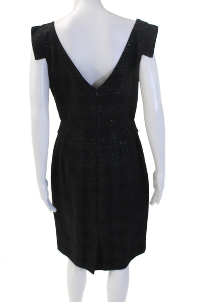 Club Monaco Womens Sheath Pencil Dress Black Sleeveless Square Neck Check Size 8