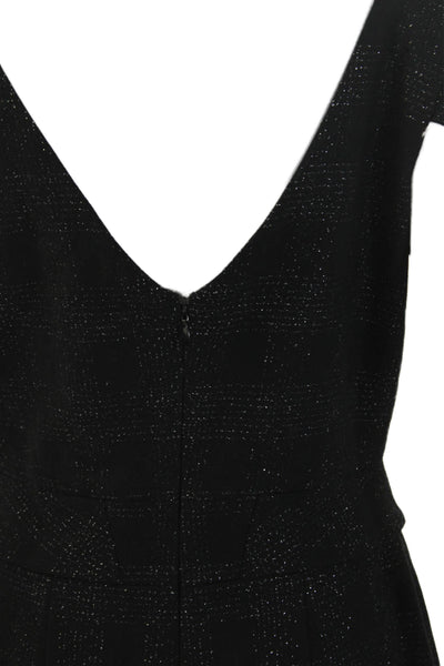 Club Monaco Womens Sheath Pencil Dress Black Sleeveless Square Neck Check Size 8