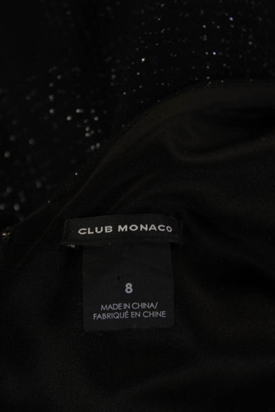 Club Monaco Womens Sheath Pencil Dress Black Sleeveless Square Neck Check Size 8