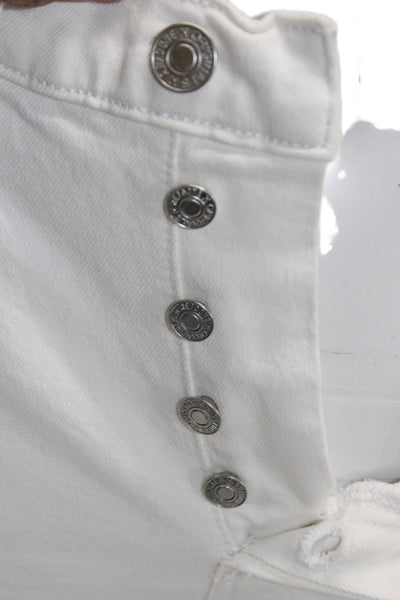 Re/Done Womens Straight High Rise White Jeans Button Closure Size 24