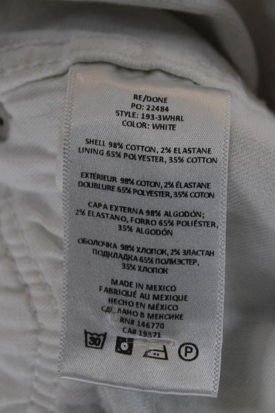 Re/Done Womens Straight High Rise White Jeans Button Closure Size 24