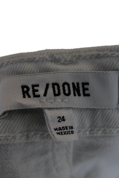 Re/Done Womens Straight High Rise White Jeans Button Closure Size 24