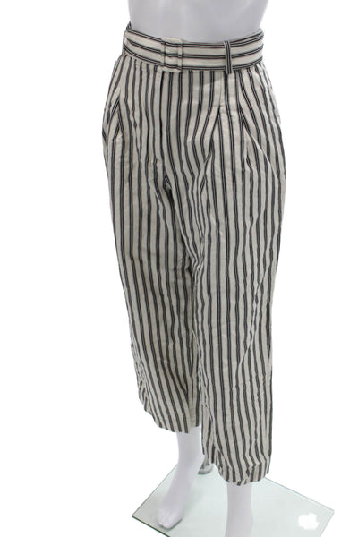& Other Stories Women Striped Paperbag Cropped Pants White Size 4