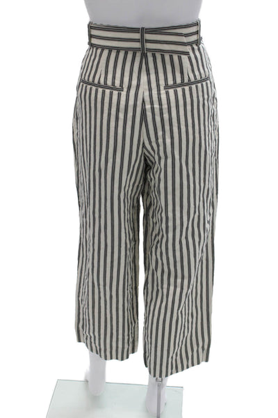 & Other Stories Women Striped Paperbag Cropped Pants White Size 4