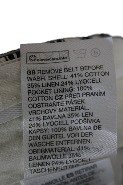 & Other Stories Women Striped Paperbag Cropped Pants White Size 4