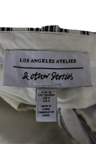 & Other Stories Women Striped Paperbag Cropped Pants White Size 4