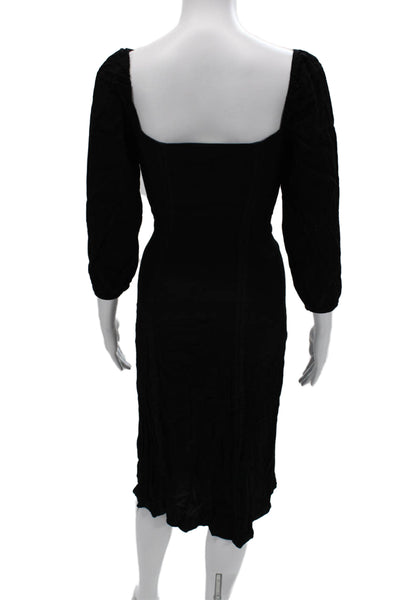 Wilfred Womens Black Bodycon Sheath Dress Square Neck 3/4 Sleeve Button Size 0
